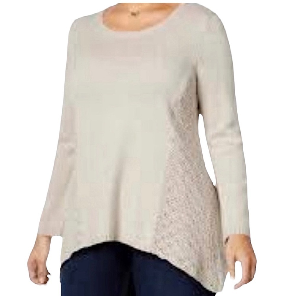 Trapeze Style Sweater With Crocheted Side Panels